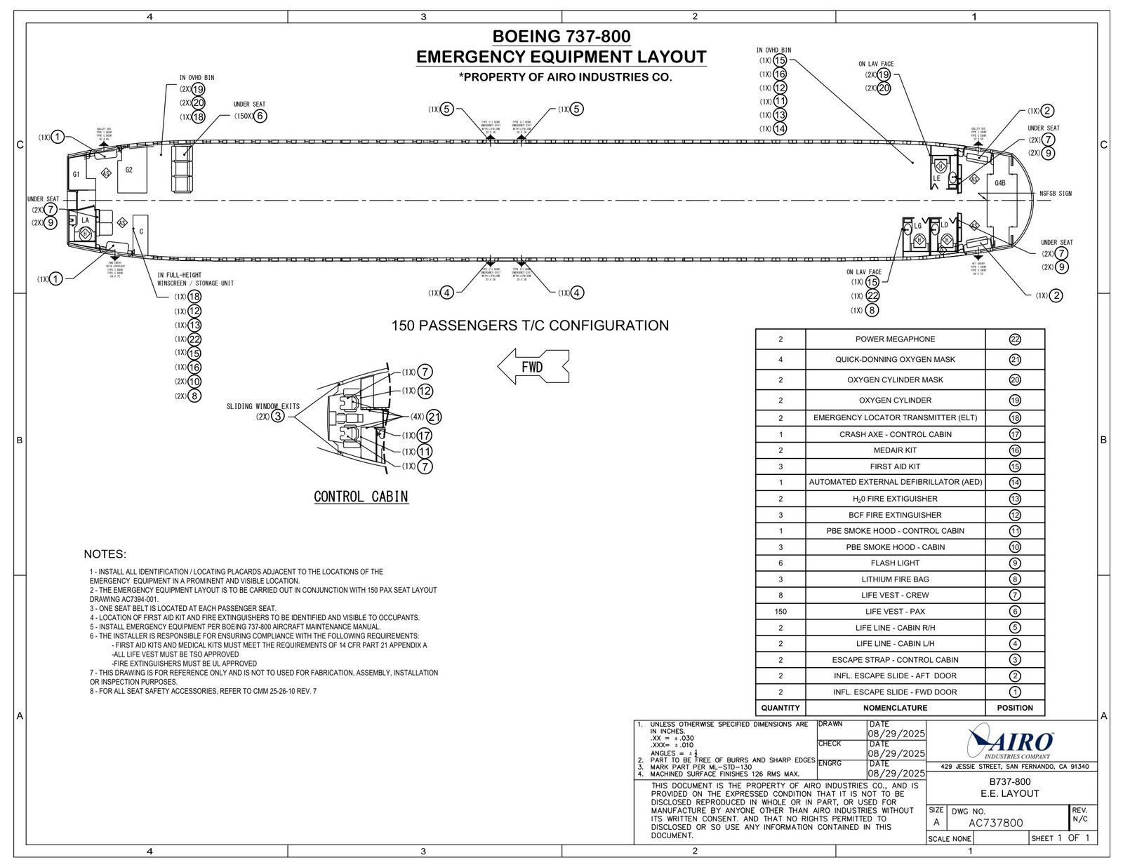 Aircraft interior layout drawing 3