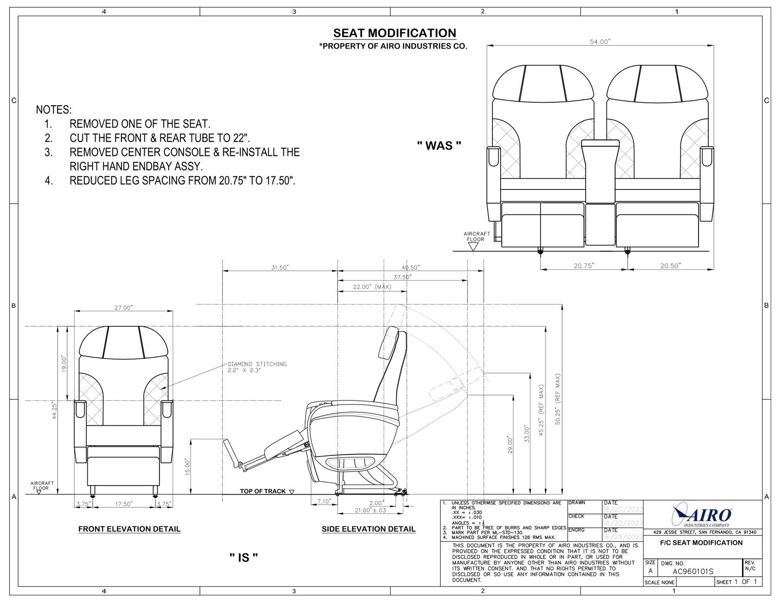 Aircraft interior layout drawing 4